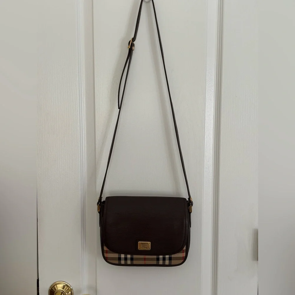 Burberry Nova Check Canvas and Brown Leather Shoulder Bag - Picture 5 of 11
